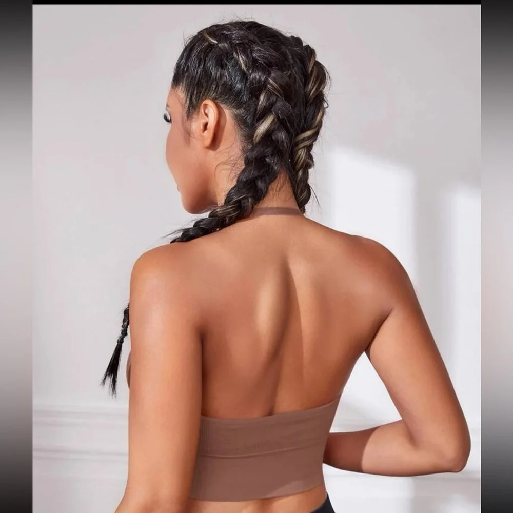 Boho brown bralette crop top sports bra